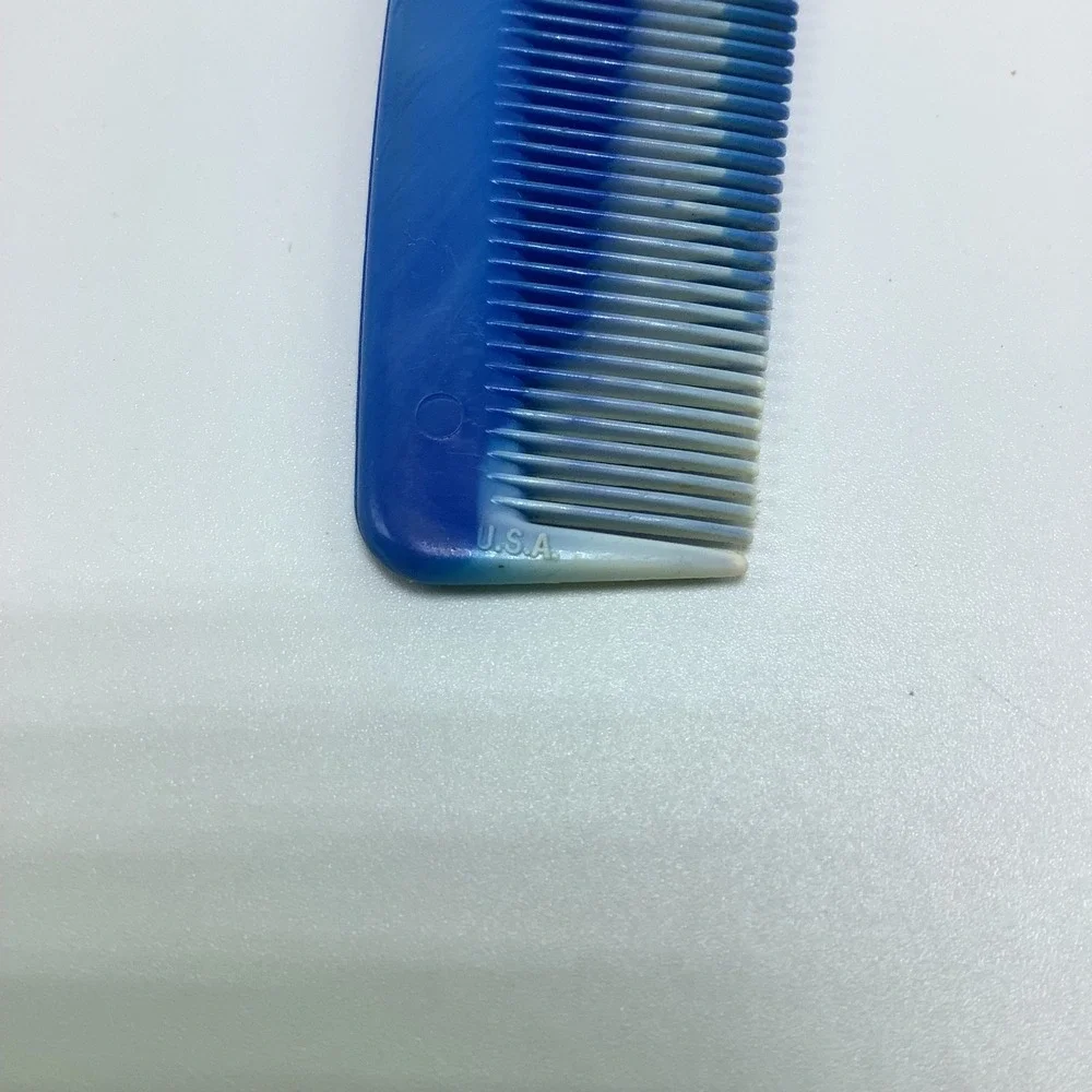 Vintage Blue White Marbled Comb 5